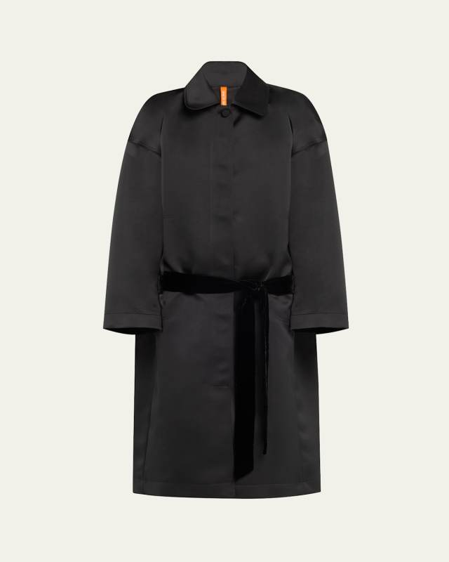 Velvet Tie-Back Oversized Lab Coat